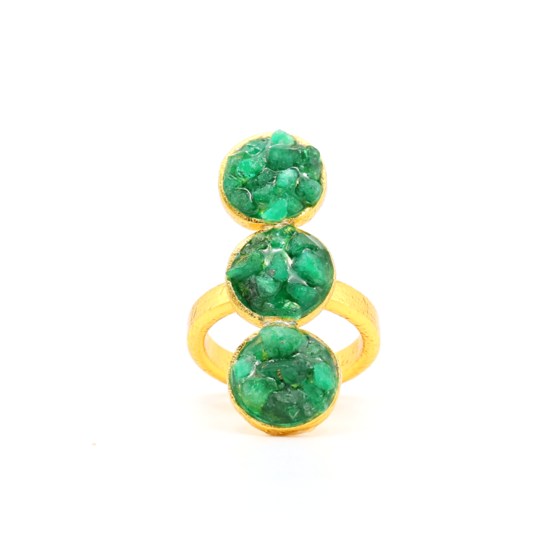 Three-Circle Resin Emerald Ring