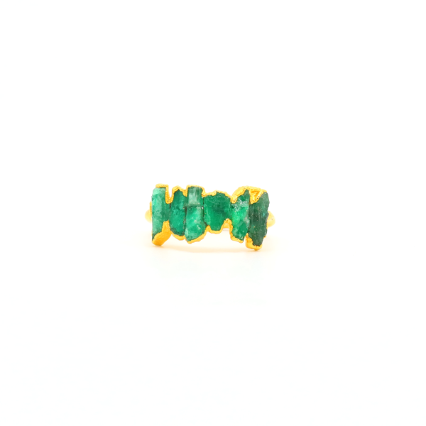 Ring with Natural Emerald Beads