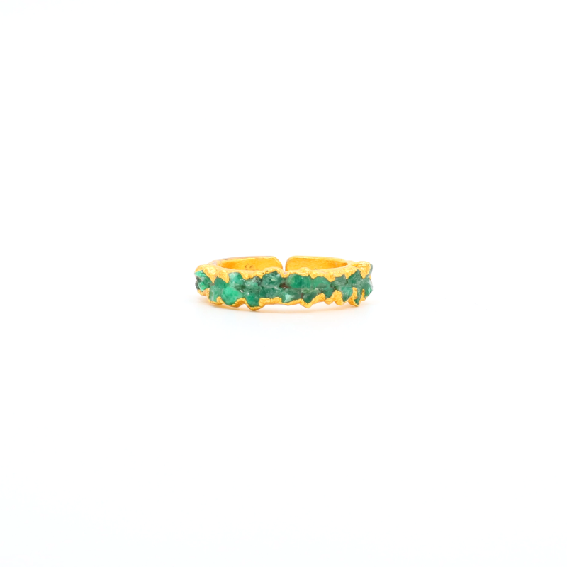 Double-Line Mosaic Emerald Ring