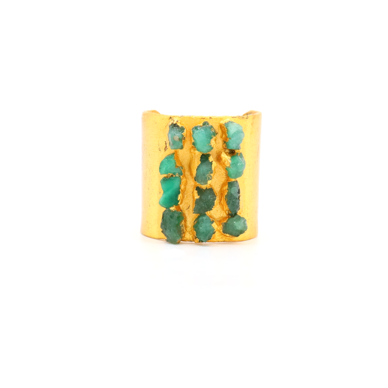 Mosaic Fusion Ring with Twelve Natural Emerald Stones