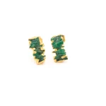 Baguette Stud Earrings with Emeralds