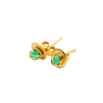 Mini Wire Studs Emerald Earrings