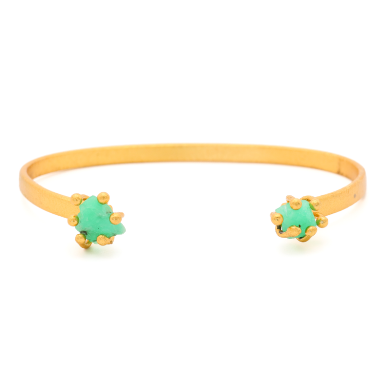Double Emerald Hammered Bracelet