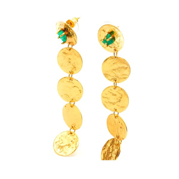 Five-Round Dangle Earrings with Emeralds